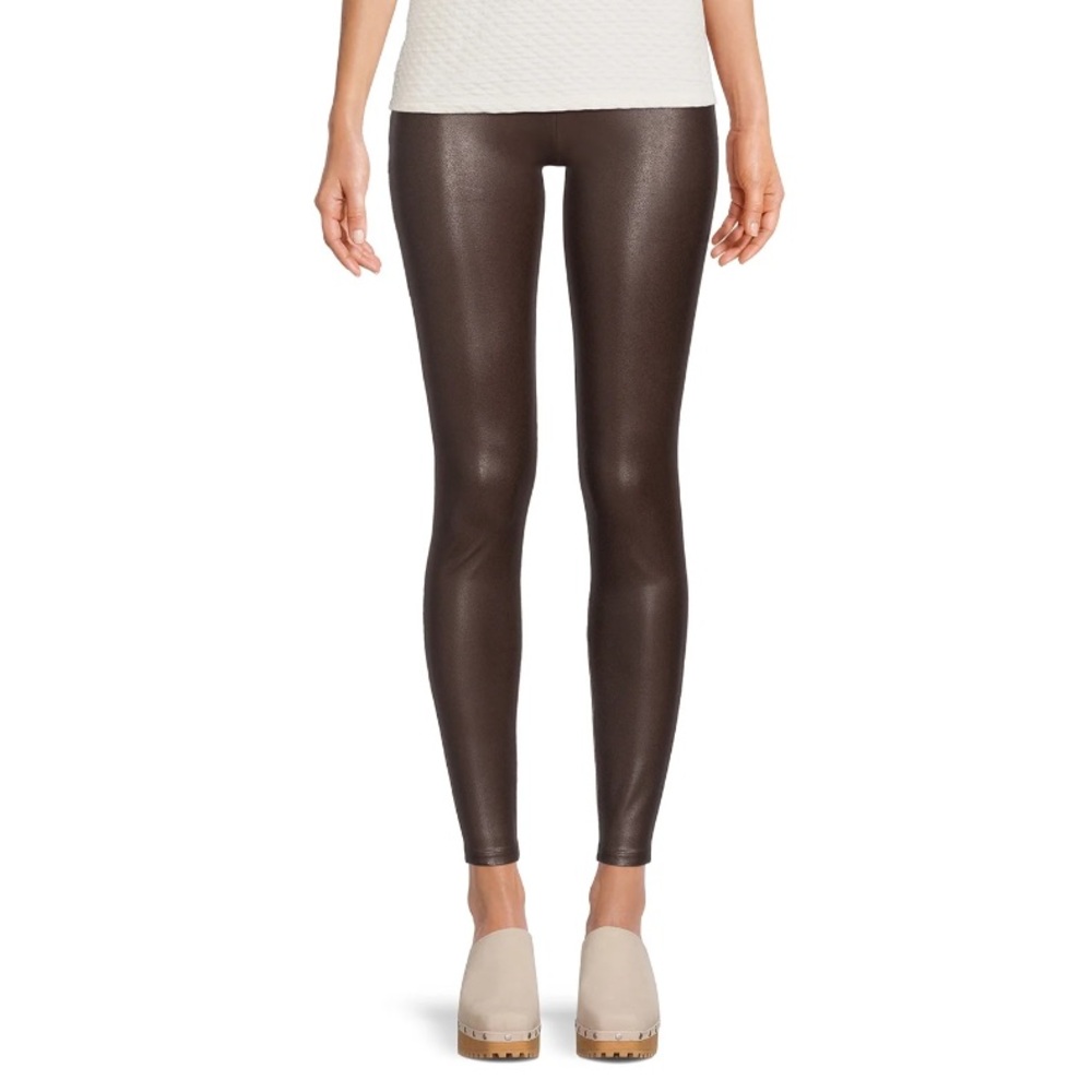 Time and Tru Brown Faux Leather High-Waisted Leggings, Size XL 16-18
